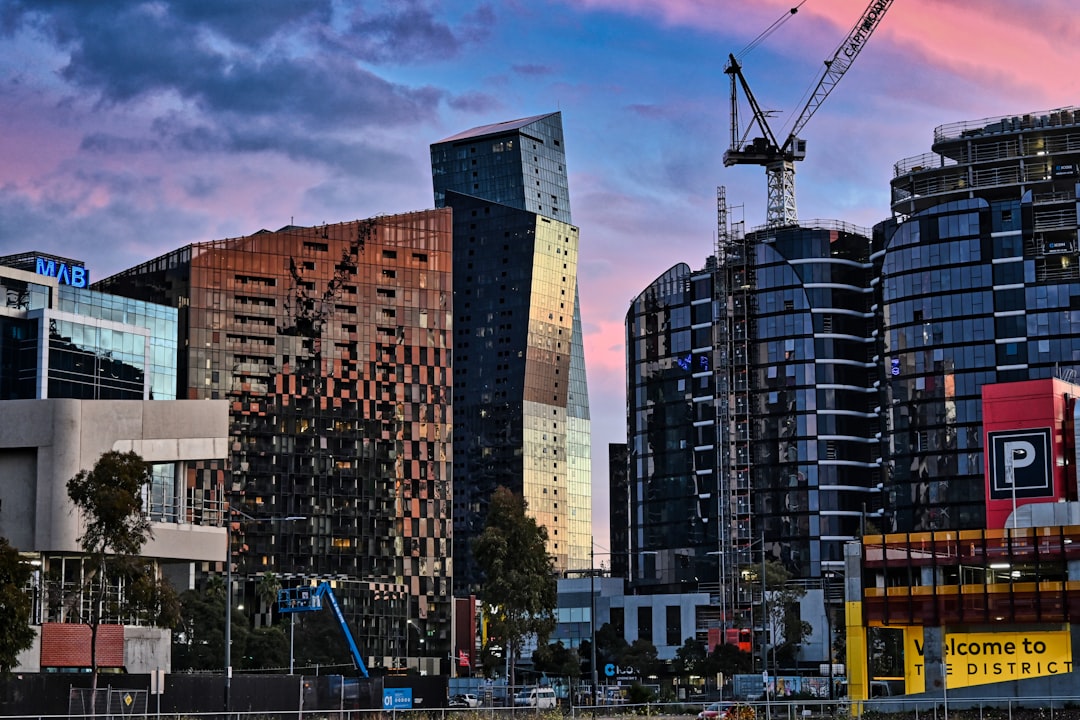 Construction site with Australian flag, representing the Australia Construction Work Done data