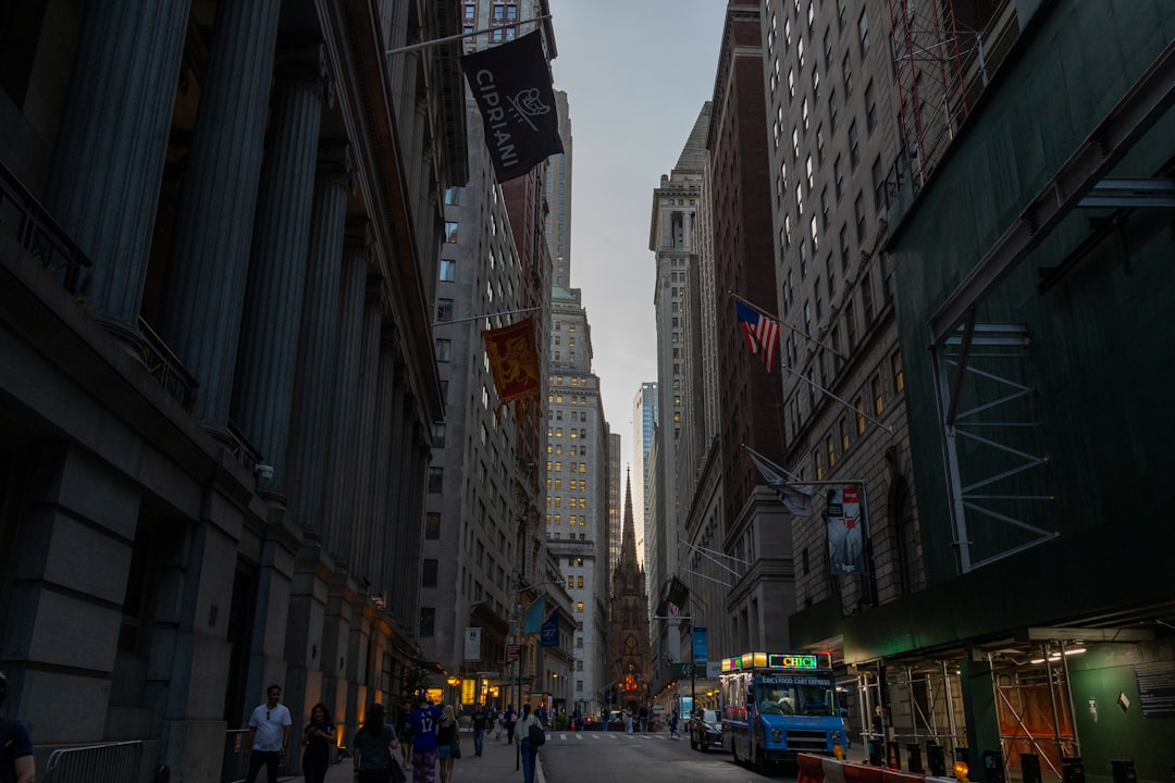 Morgan Stanley Logo on Financial District Building with Stock Chart Overlay