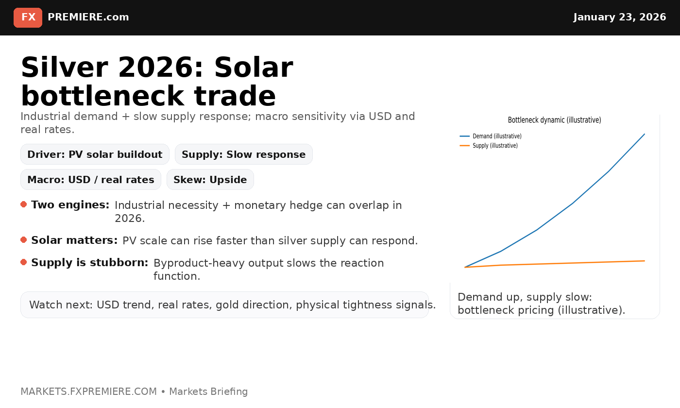 Conceptual image of silver industrial components and solar panels