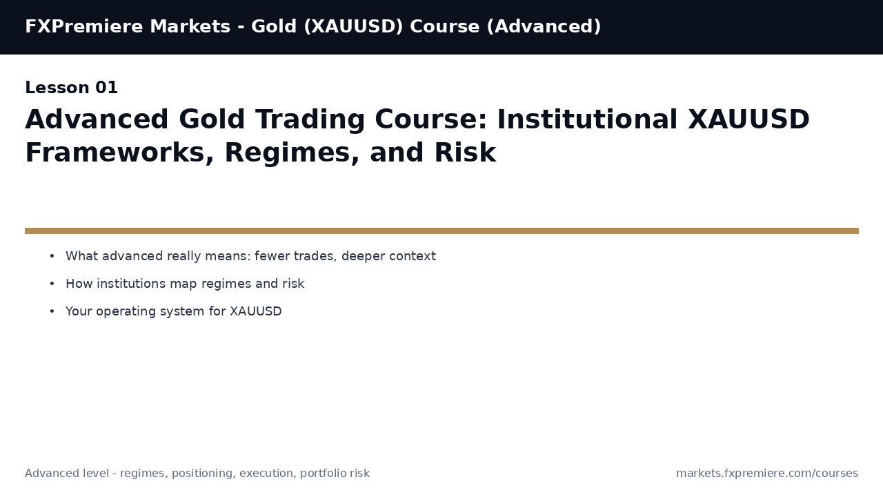 Advanced Gold Trading Course: Institutional XAUUSD Frameworks, Regimes, and Risk
