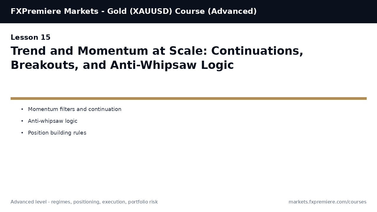 Trend and Momentum at Scale: Continuations, Breakouts, and Anti-Whipsaw Logic