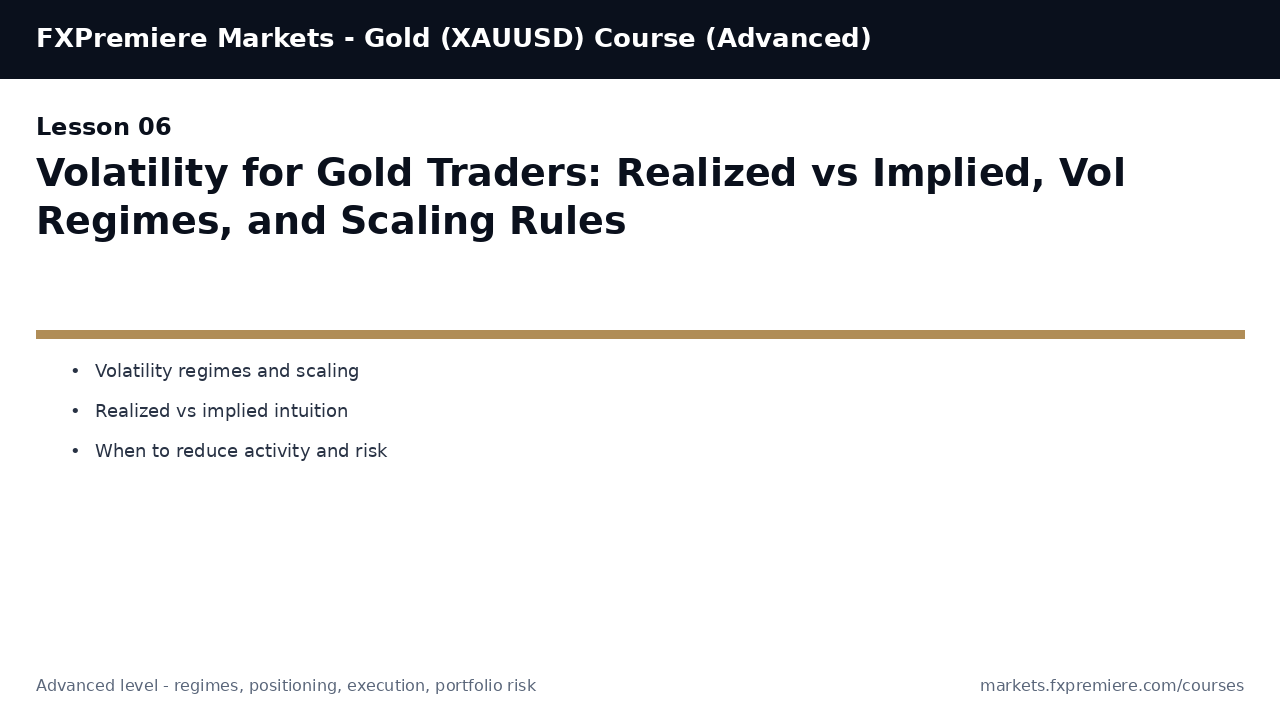 Volatility for Gold Traders: Realized vs Implied, Vol Regimes, and Scaling Rules