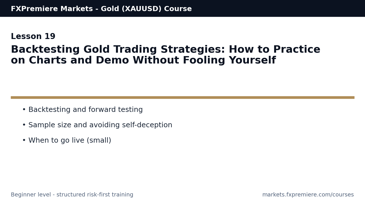 Backtesting Gold Trading Strategies: How to Practice on Charts and Demo Without Fooling Yourself