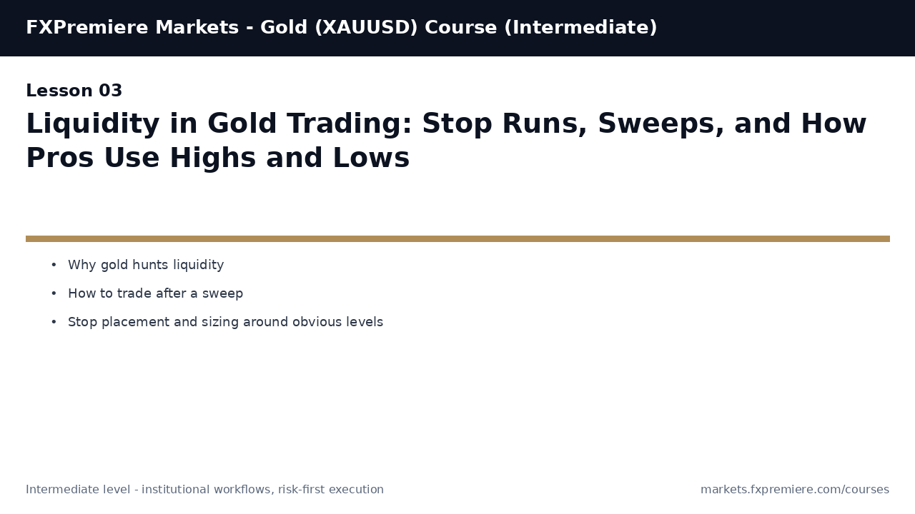 Liquidity in Gold Trading: Stop Runs, Sweeps, and How Pros Use Highs and Lows