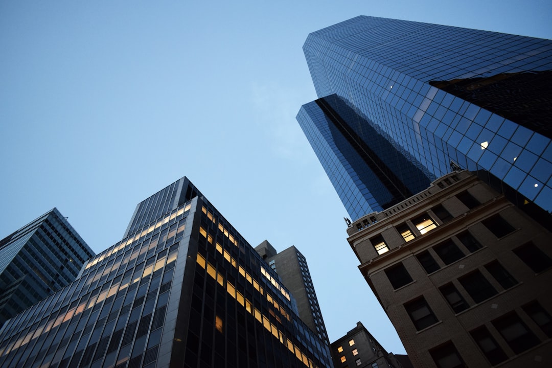 low-angle photography of high-rise buildings