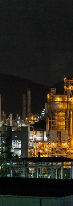 view of factory during nighttime