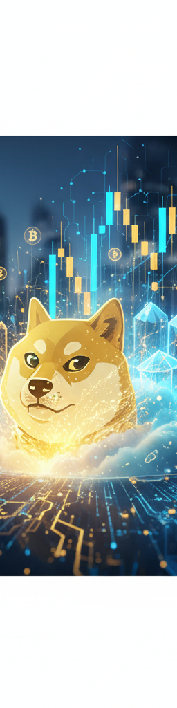 Dogecoin Volume Spikes on Social Media - Financial market analysis illustration