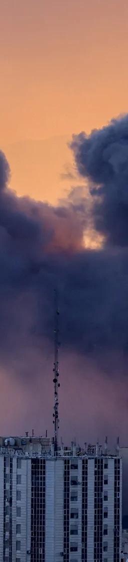 Map highlighting the Middle East and Strait of Hormuz, superimposed with financial charts indicating market volatility.