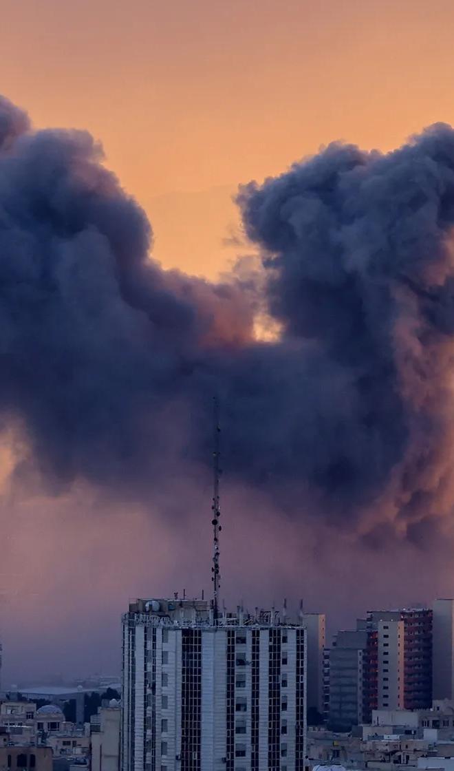 Map highlighting the Middle East and Strait of Hormuz, superimposed with financial charts indicating market volatility.