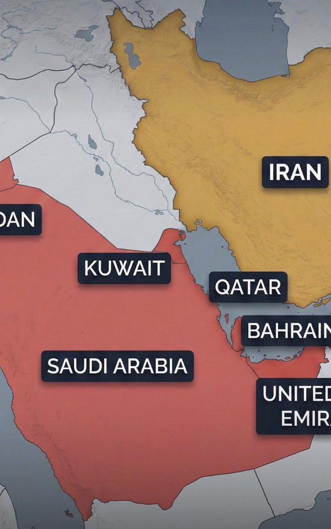 Map highlighting the Persian Gulf and Strait of Hormuz, symbolizing geopolitical tensions.